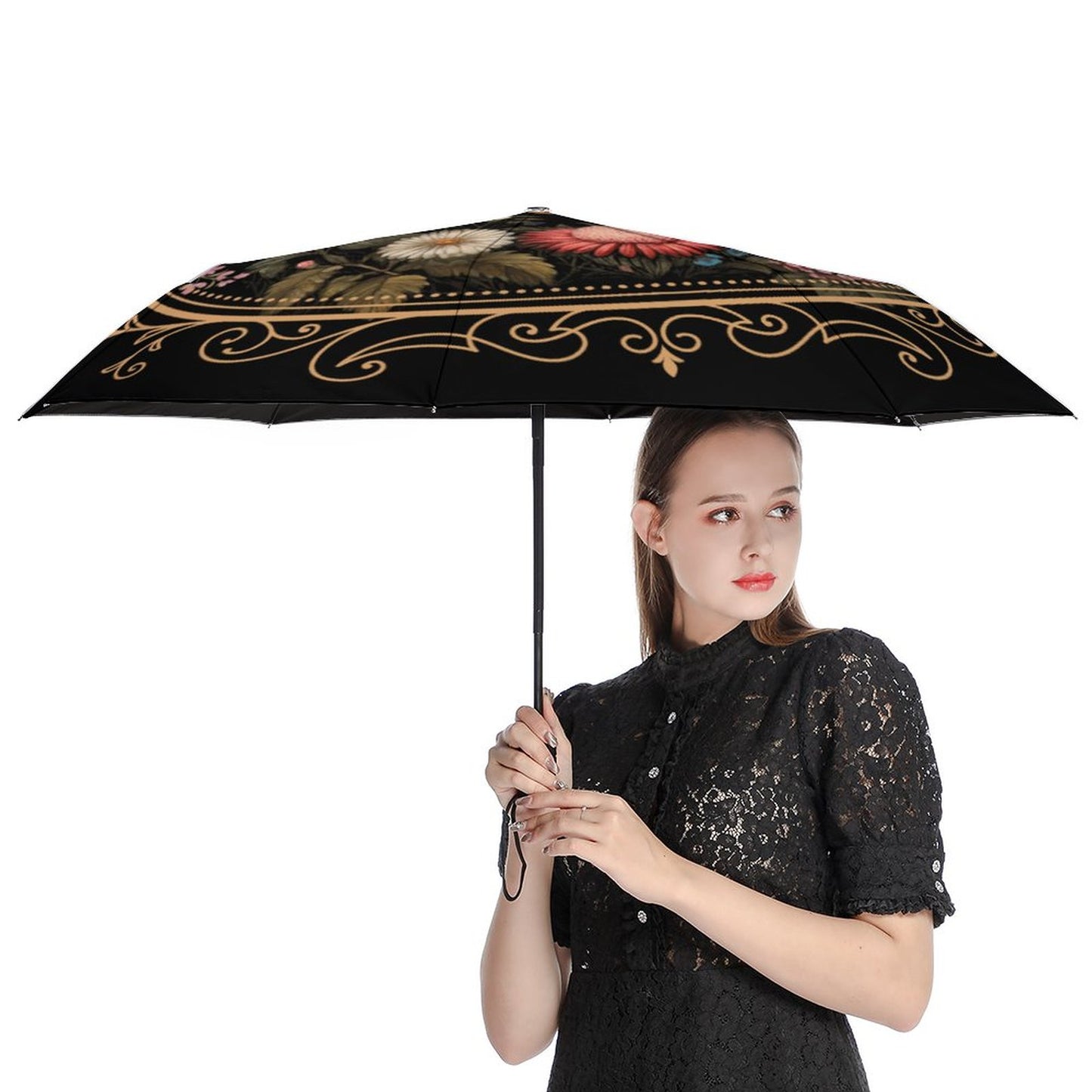 Cottagecore Lunamoth Auto Umbrella with Printed Pattern Outside ZYS03-8K