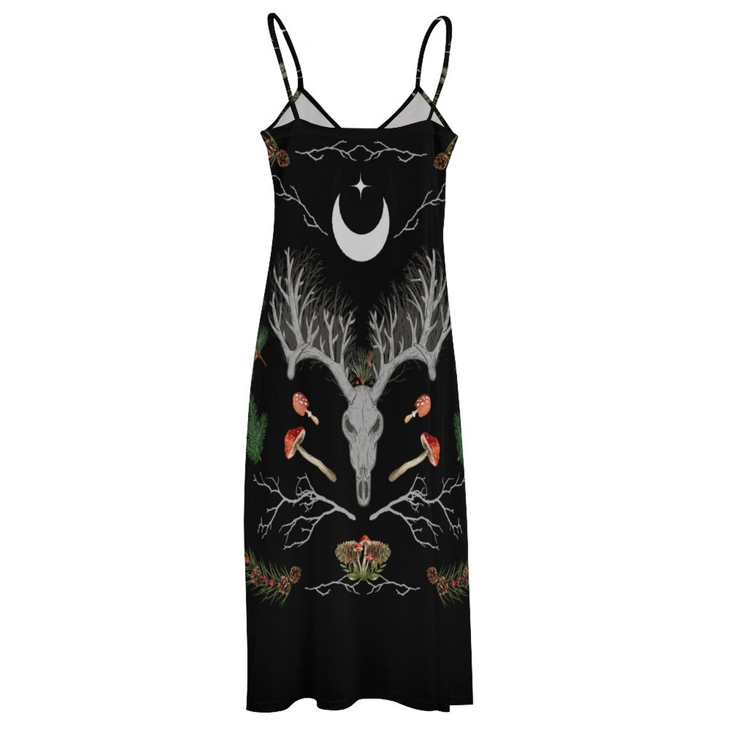Yuletide Holiday Ankle-length Slip Dress, Pagan Dress, Goth X-Mas Dress, Dark Academia Dress