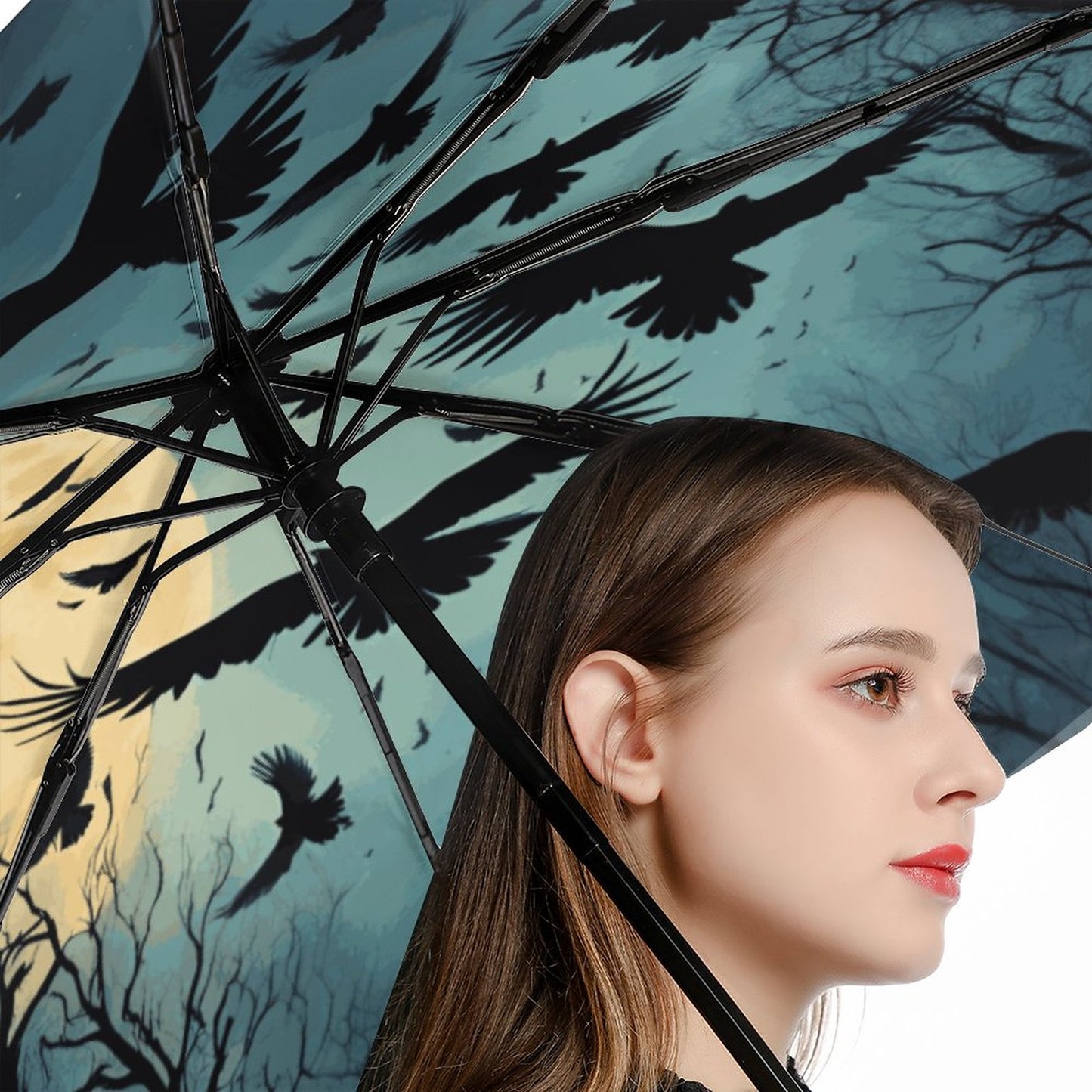 Midnight Crows Automatic Umbrella Inside Pattern ZYS06-8K