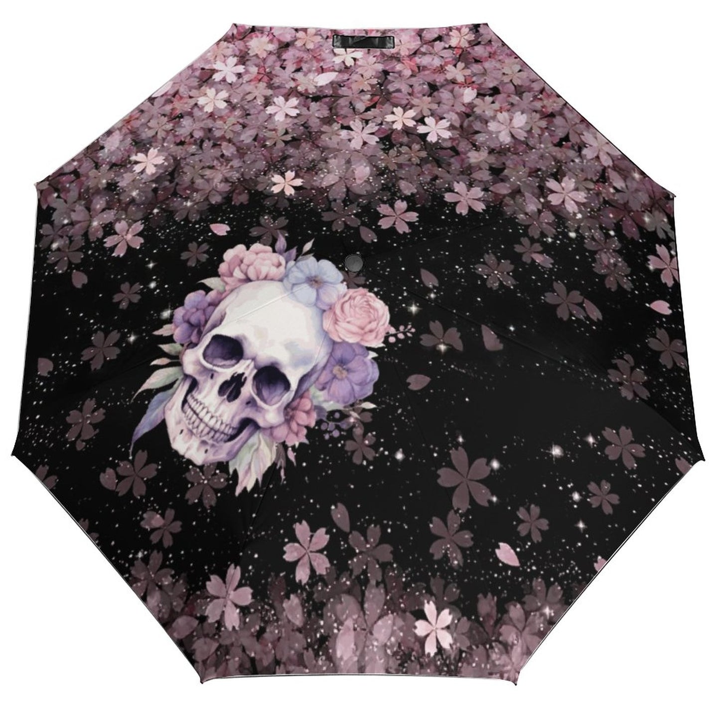Floral Skull Auto Umbrella with Printed Pattern Outside ZYS03-8K
