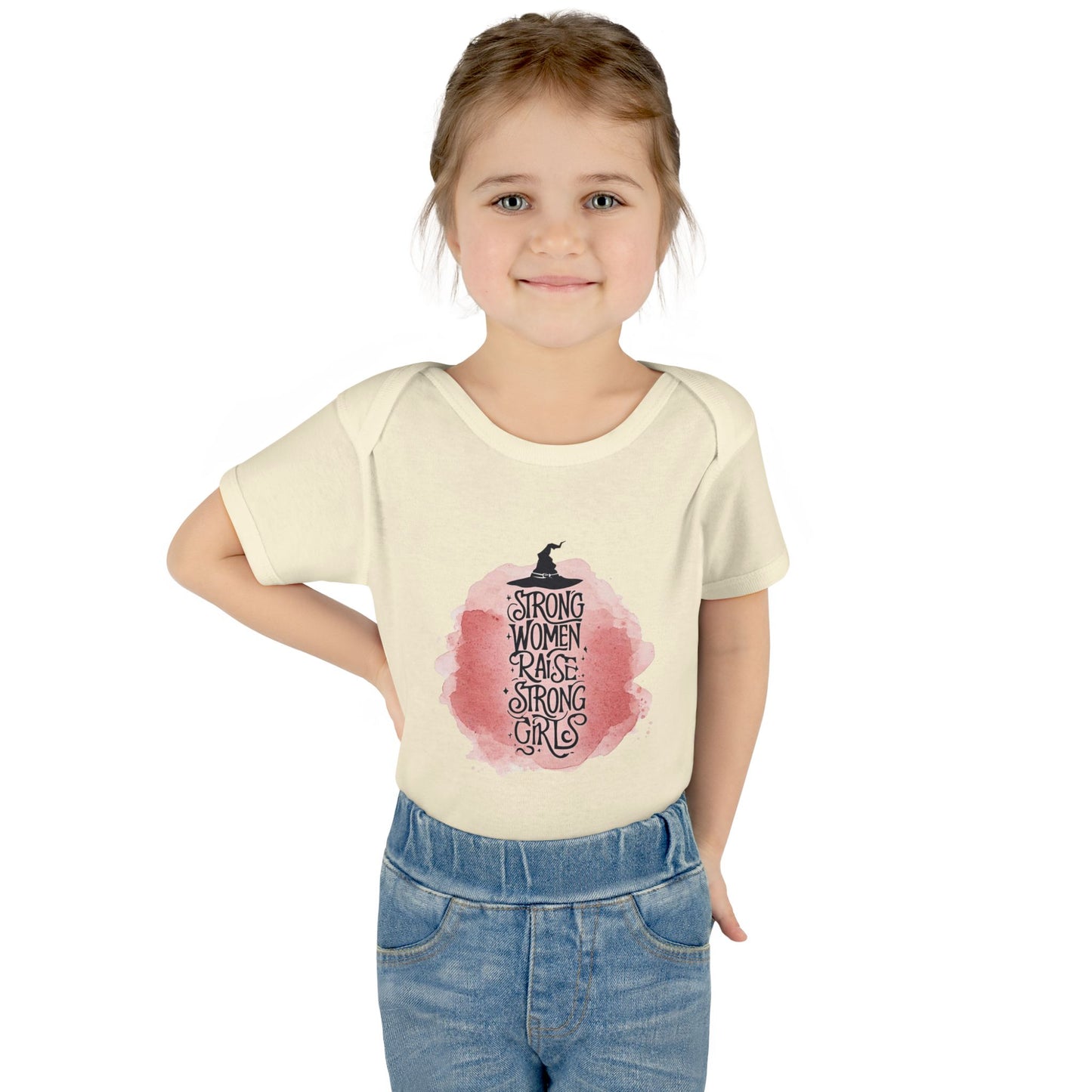 Strong Woman Raise Strong Girls Infant Bodysuit: Witchy Feminist Baby Tee