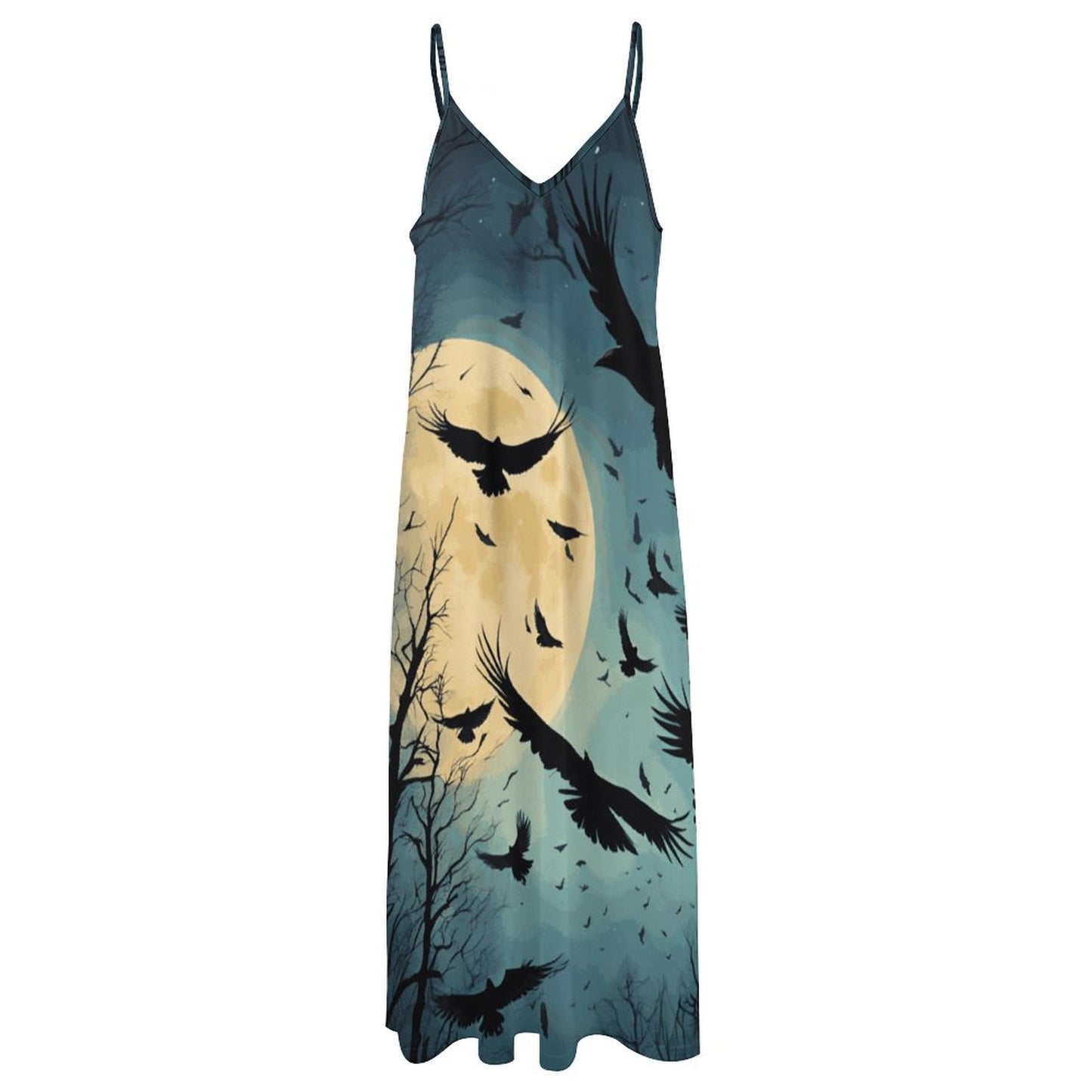 Midnight Crows Ankle-length Slip Dress BDQ (All-Over Printing)