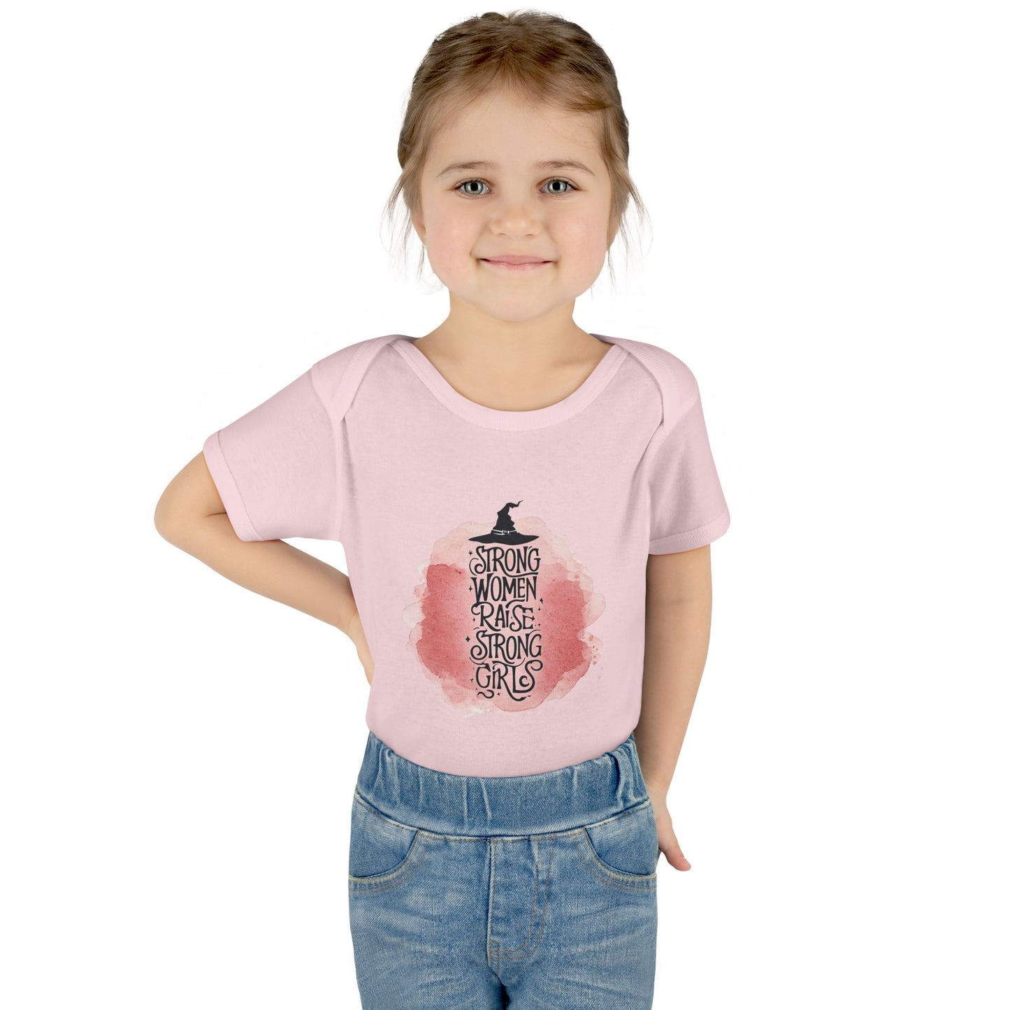 Strong Woman Raise Strong Girls Infant Bodysuit: Witchy Feminist Baby Tee