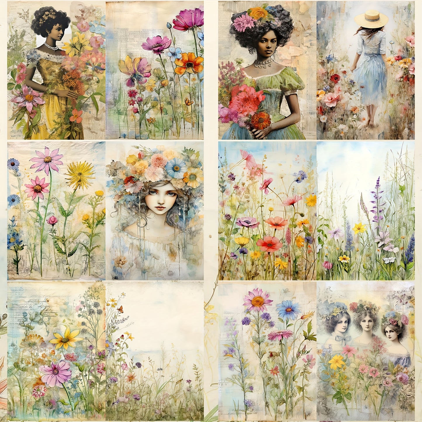 12 Vintage Pastoral Fairy Postcards: Perfect for Bullet Journals, Crafts, and Decorating