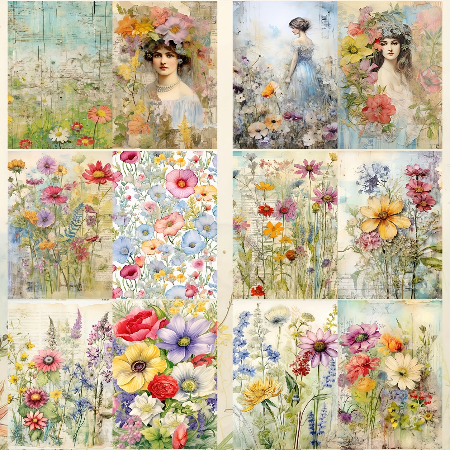 12 Vintage Pastoral Fairy Postcards: Perfect for Bullet Journals, Crafts, and Decorating