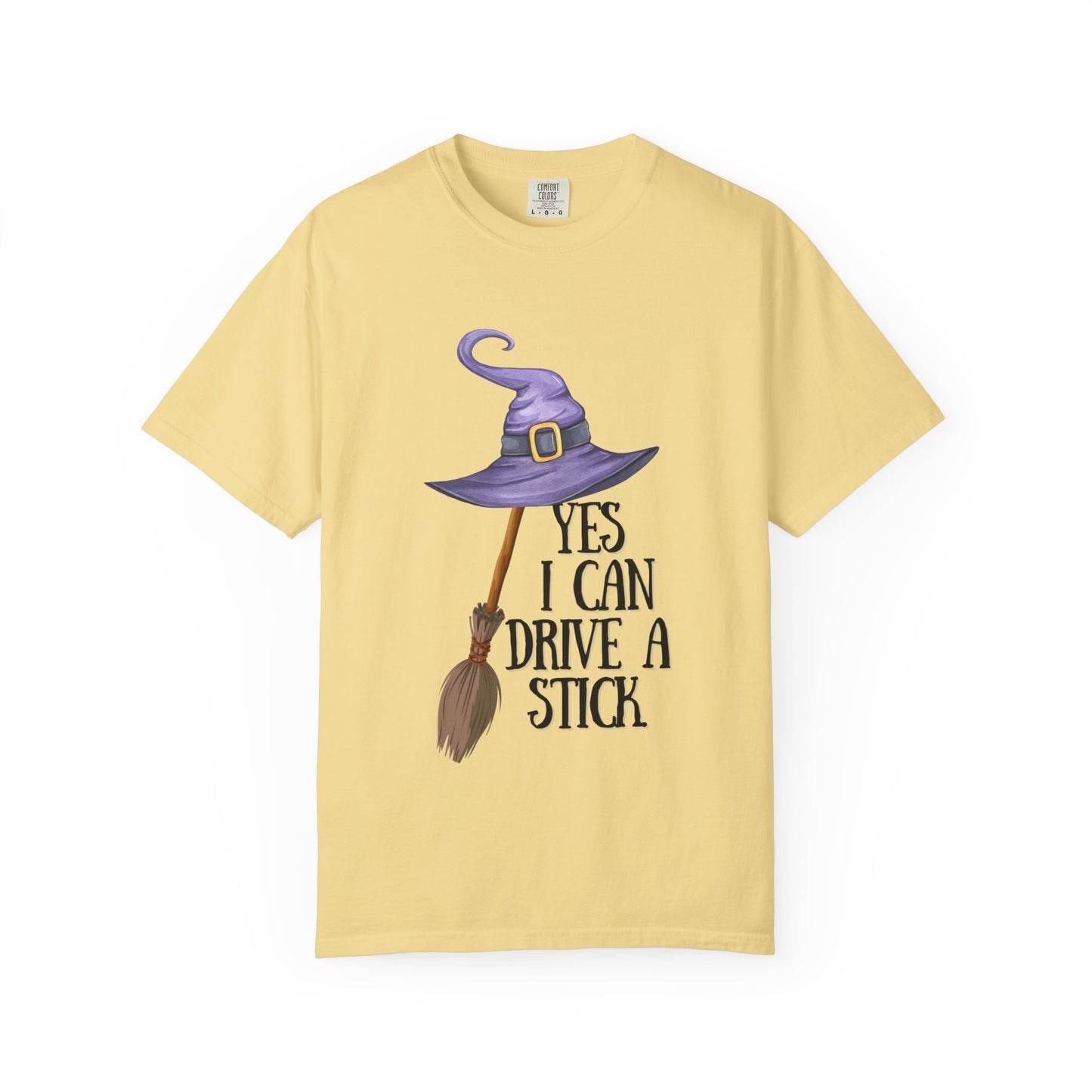 Whimsical Halloween T-Shirt | Yes I Can Drive A Stick | Fun Gift for Halloween, Unisex Tee, Fall Celebrations, Costume Party, Witchy Vibes