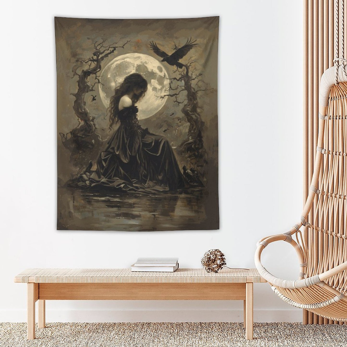 Morrigan Wall Art with Vertical Tapestry