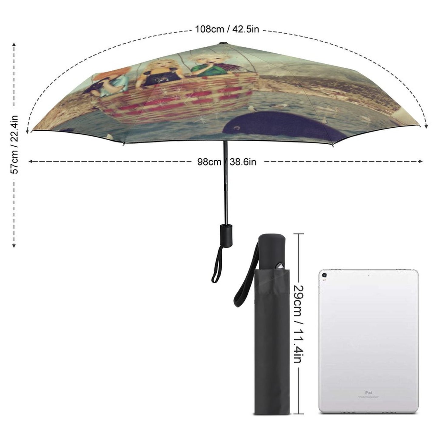 Whimsi ladies Auto Umbrella with Printed Pattern Outside ZYS03-8K