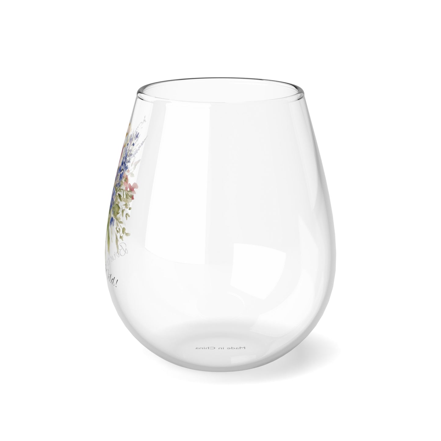 Born to be Wild wine glass, Wildflowers Stemless Wine Glass, 11.75oz - The Witchy Gypsy