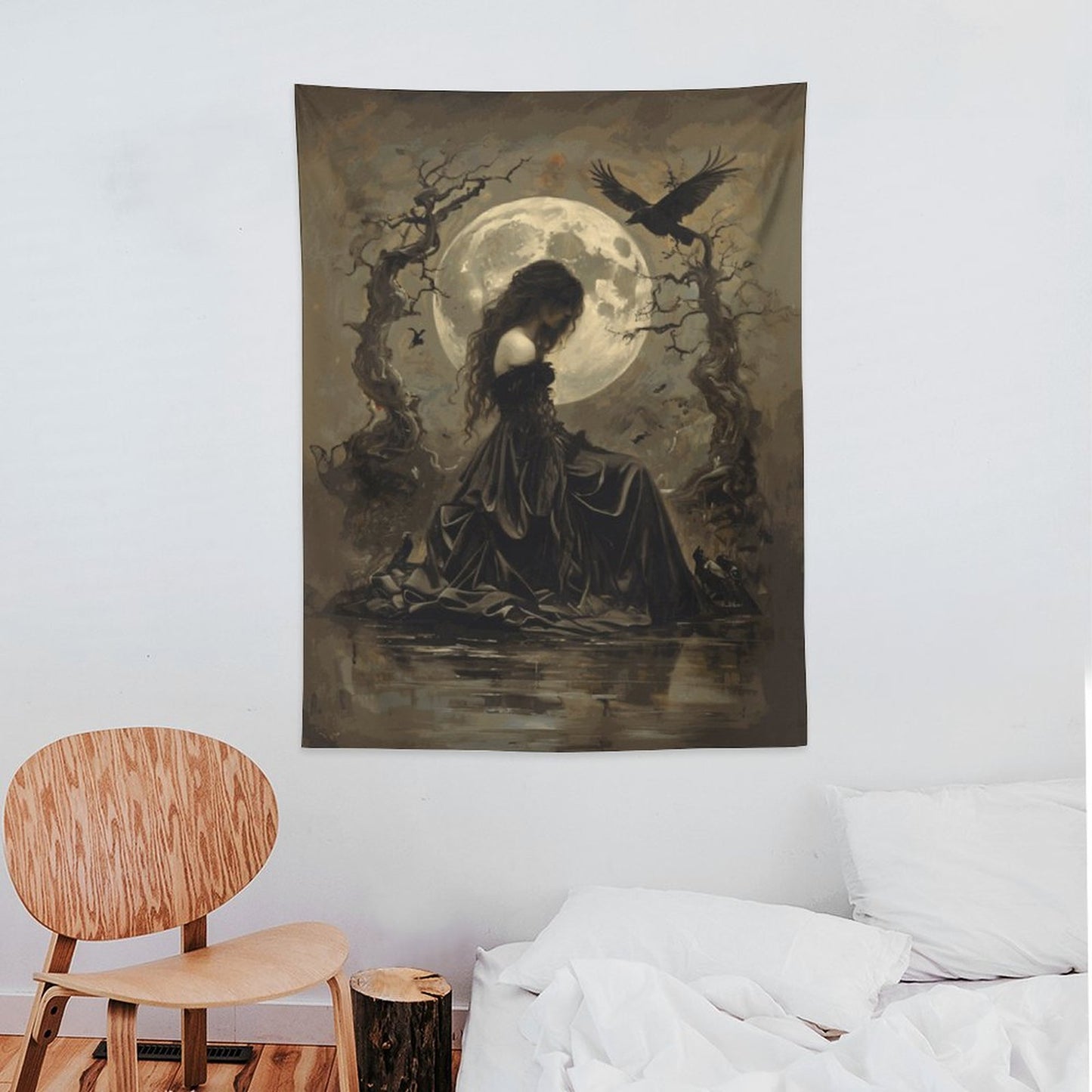 Morrigan Wall Art with Vertical Tapestry