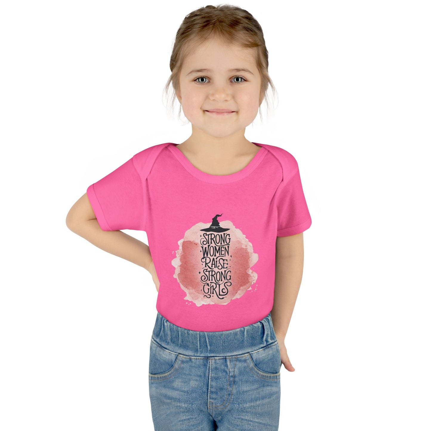 Strong Woman Raise Strong Girls Infant Bodysuit: Witchy Feminist Baby Tee