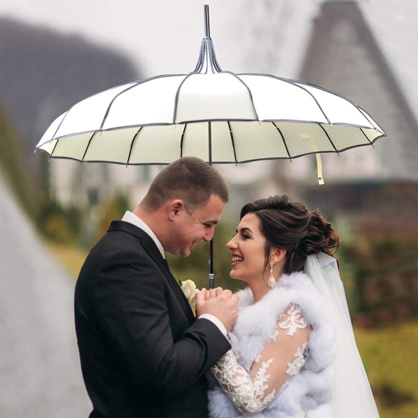 Pagoda Peak Old-fashionable Ingenuity Umbrella Parasol (Ivory)