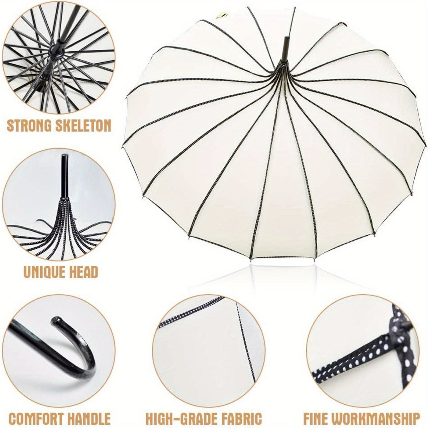 Pagoda Peak Old-fashionable Ingenuity Umbrella Parasol (Ivory)