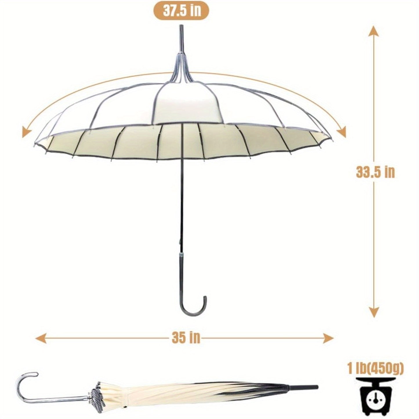 Pagoda Peak Old-fashionable Ingenuity Umbrella Parasol (Ivory)