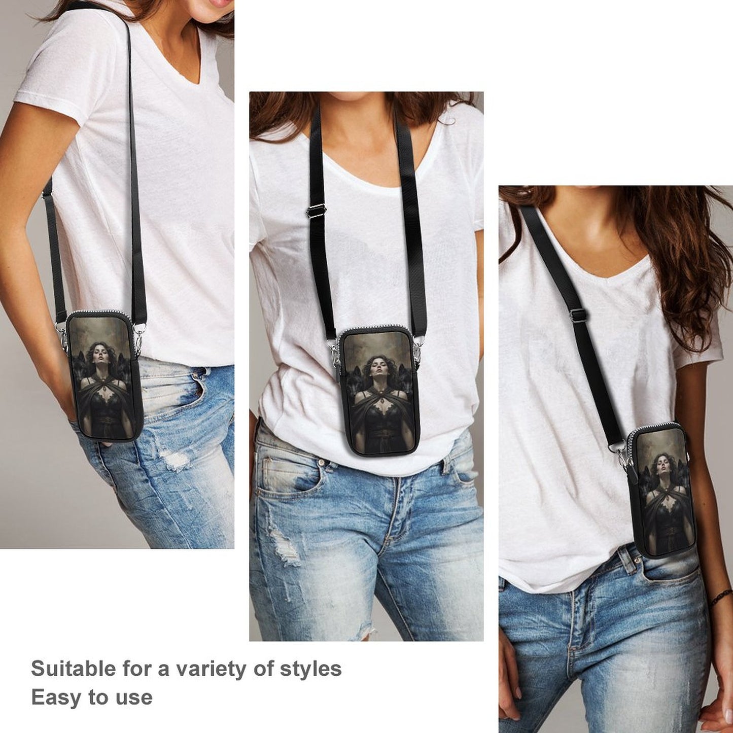 Hectate with Her Wolves Cell Phone Crossbody Pouch