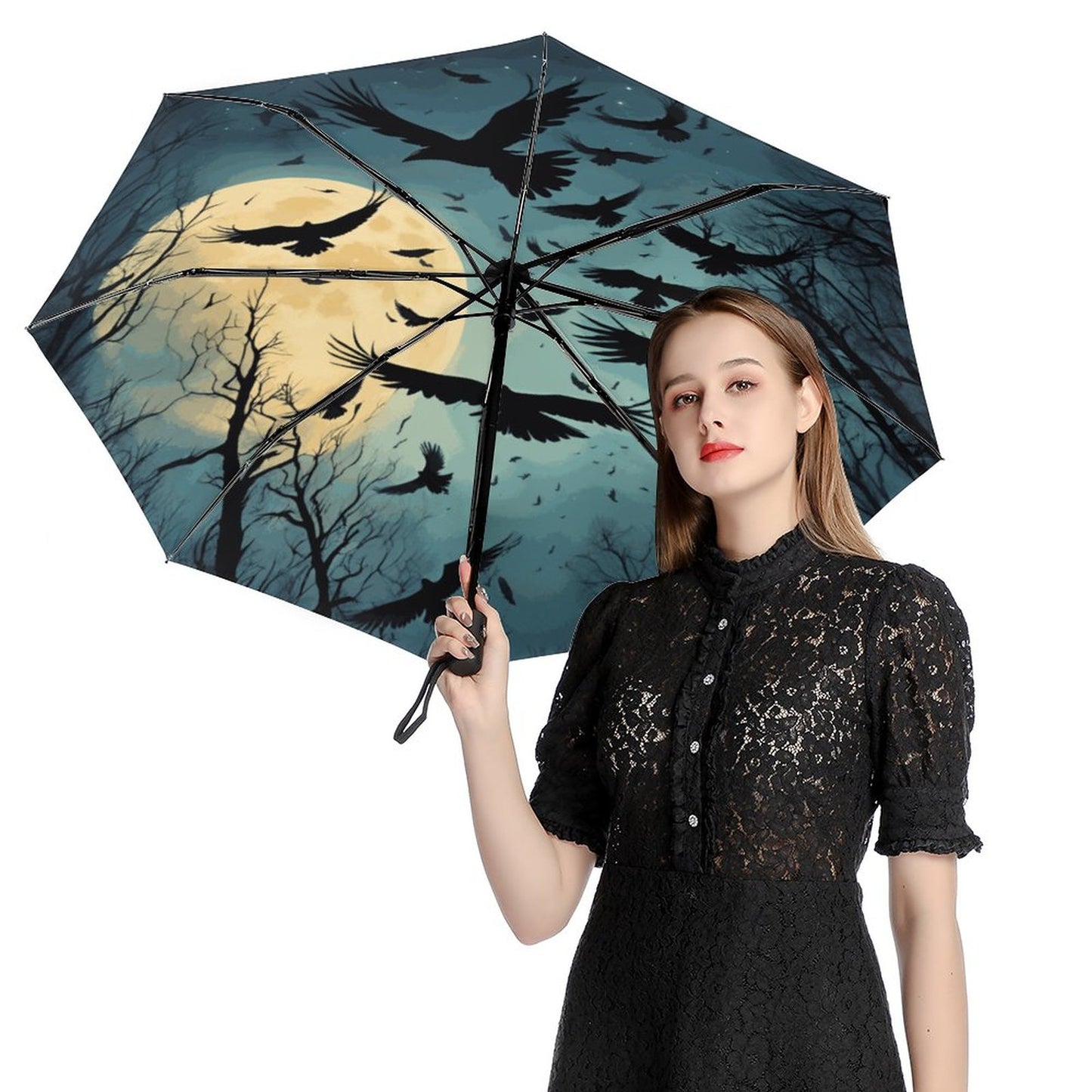 Midnight Crows Automatic Umbrella Inside Pattern ZYS06-8K