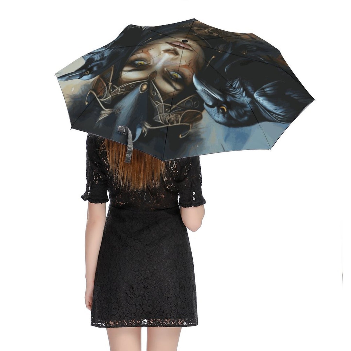 Celtic Goddess Morrigan Auto Umbrella with Printed Pattern Outside ZYS03-8K