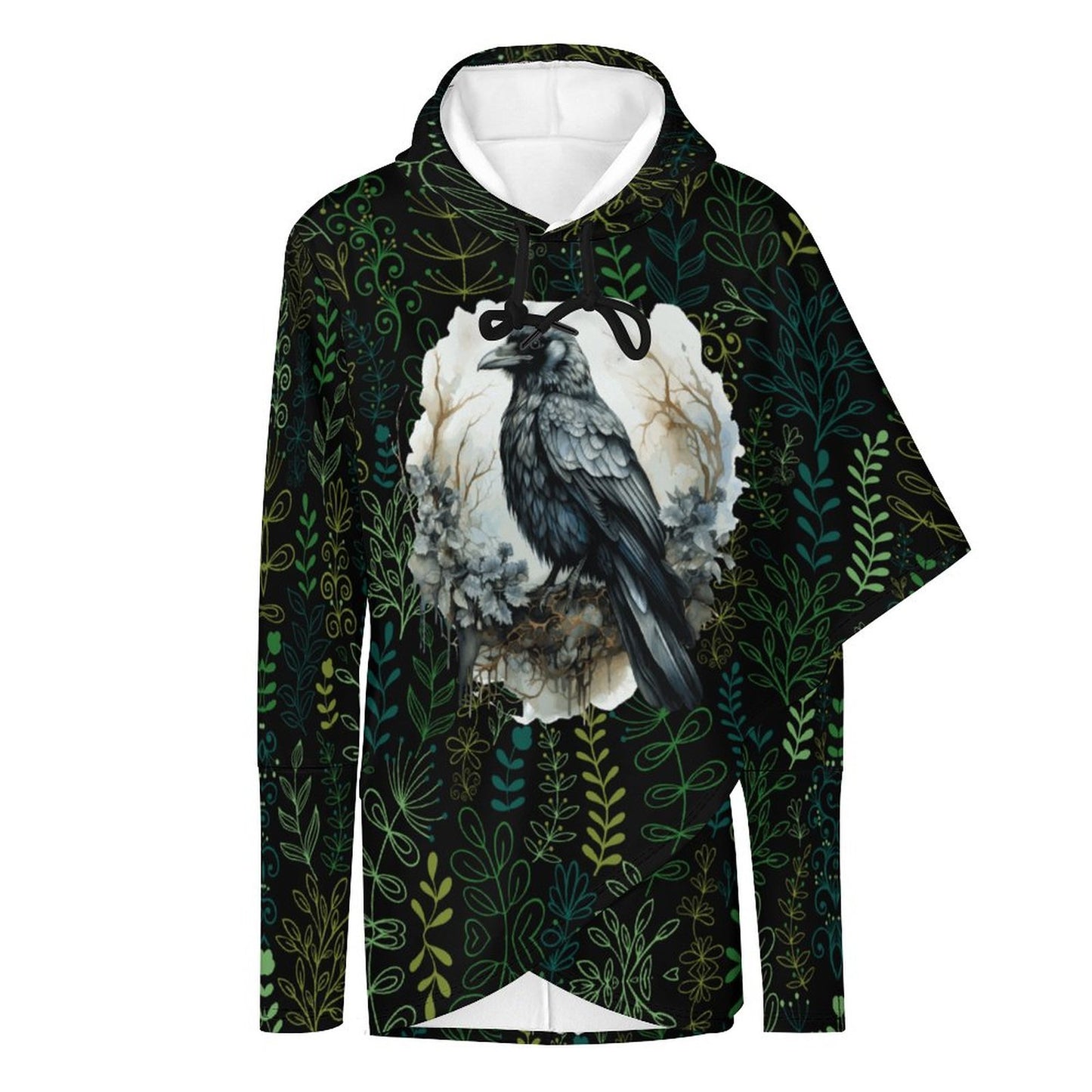 230gsm Poncho-style Long Sleeve Women Hoodie with Irregular Hem DS001 (All-Over Printing)