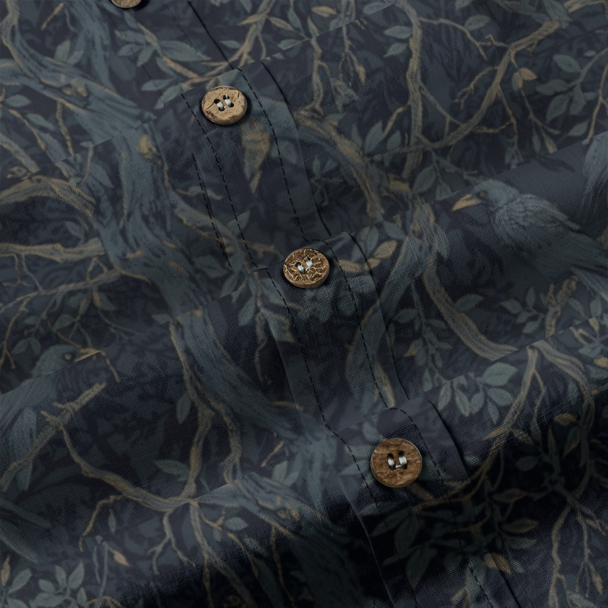 William Morris Inspired Crow Casual Lapel Long Sleeve Shirt/ 100% Cotton