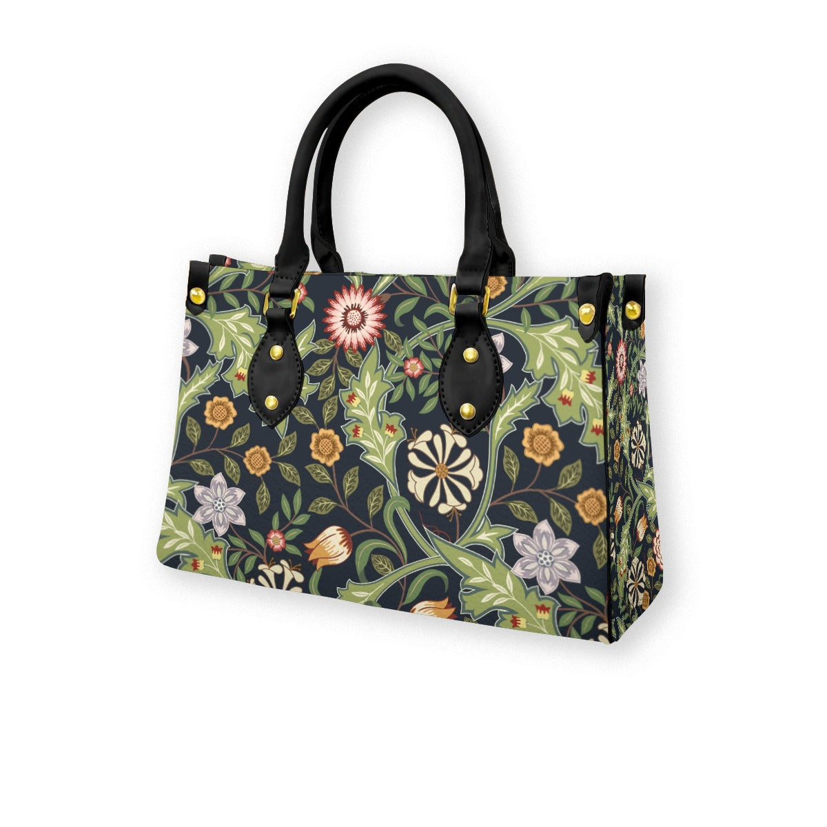 William Morris Inspired Floral Purse With Black Handle - Practical Magic Collection