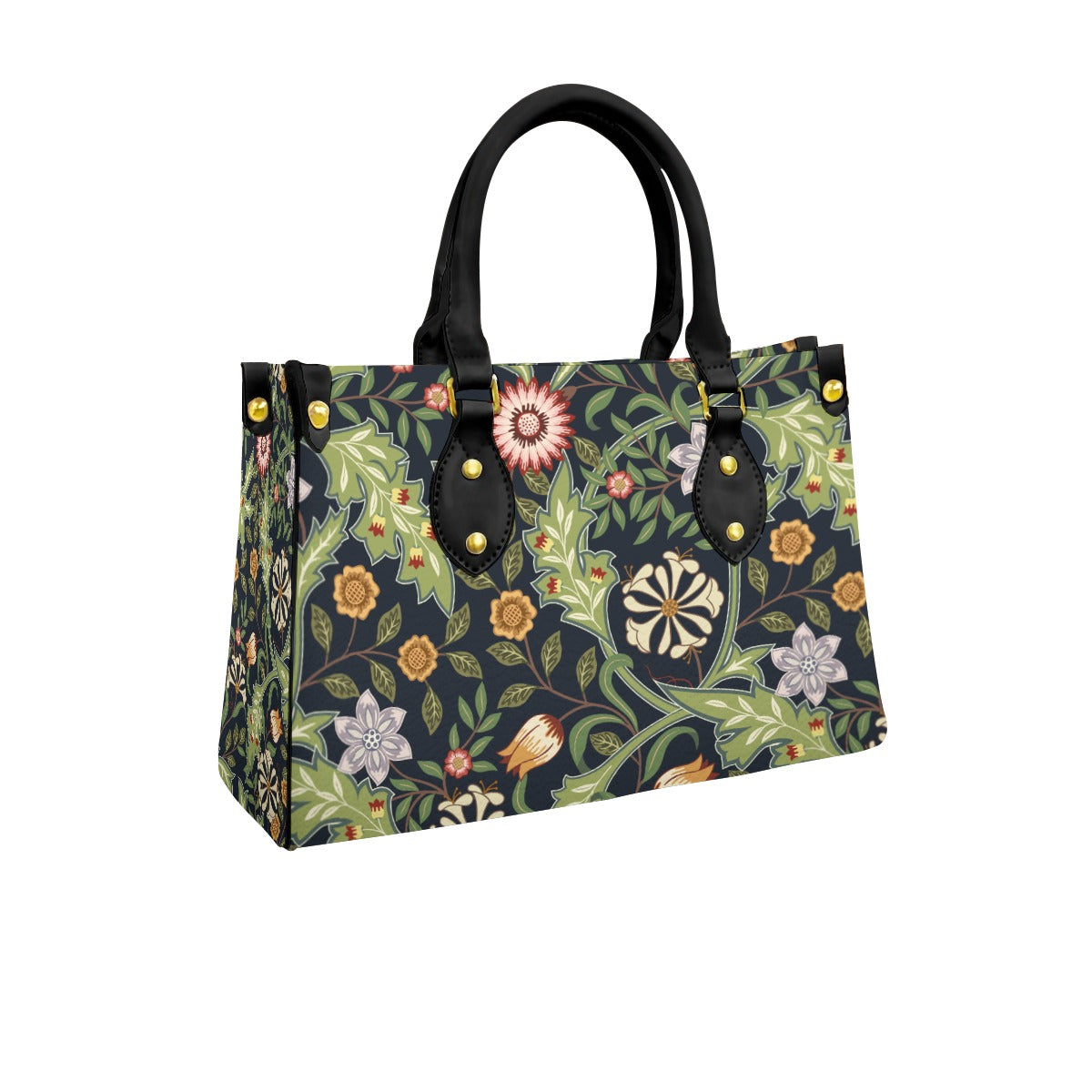 William Morris Inspired Floral Purse With Black Handle - Practical Magic Collection