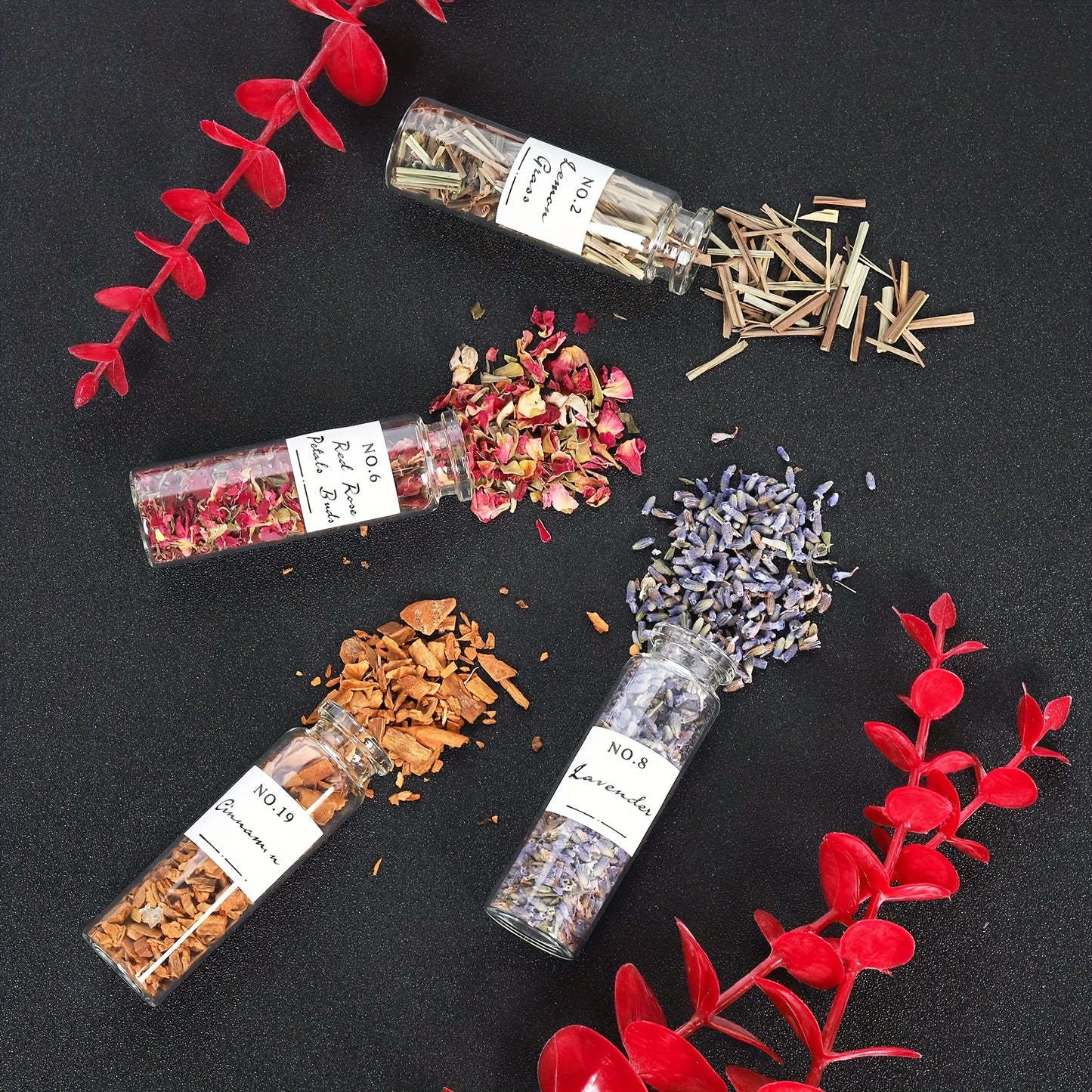 24 Pcs Witchcraft Supplies Herbs and Flowers Kit - Natural Dried Herbs Set