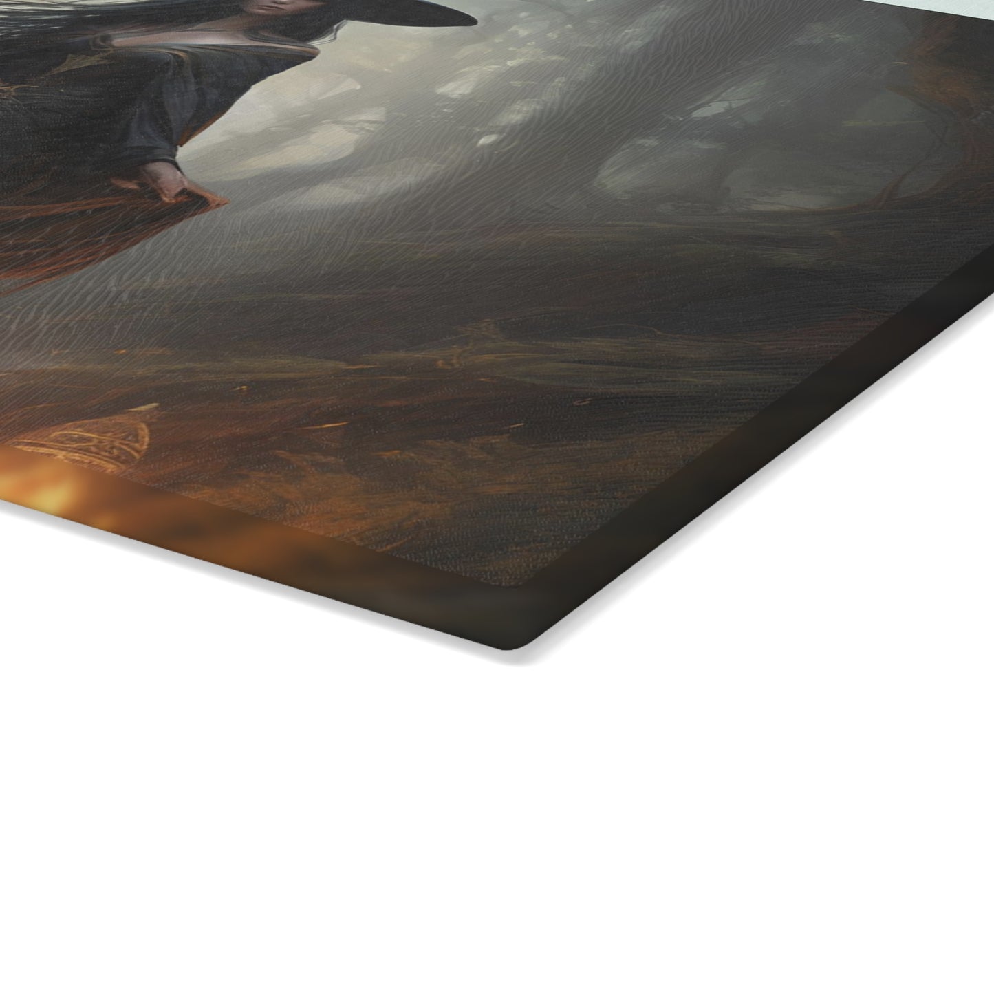 Witch in Forest Glass Cutting Board | Dark Witchcraft Kitchen Accessory