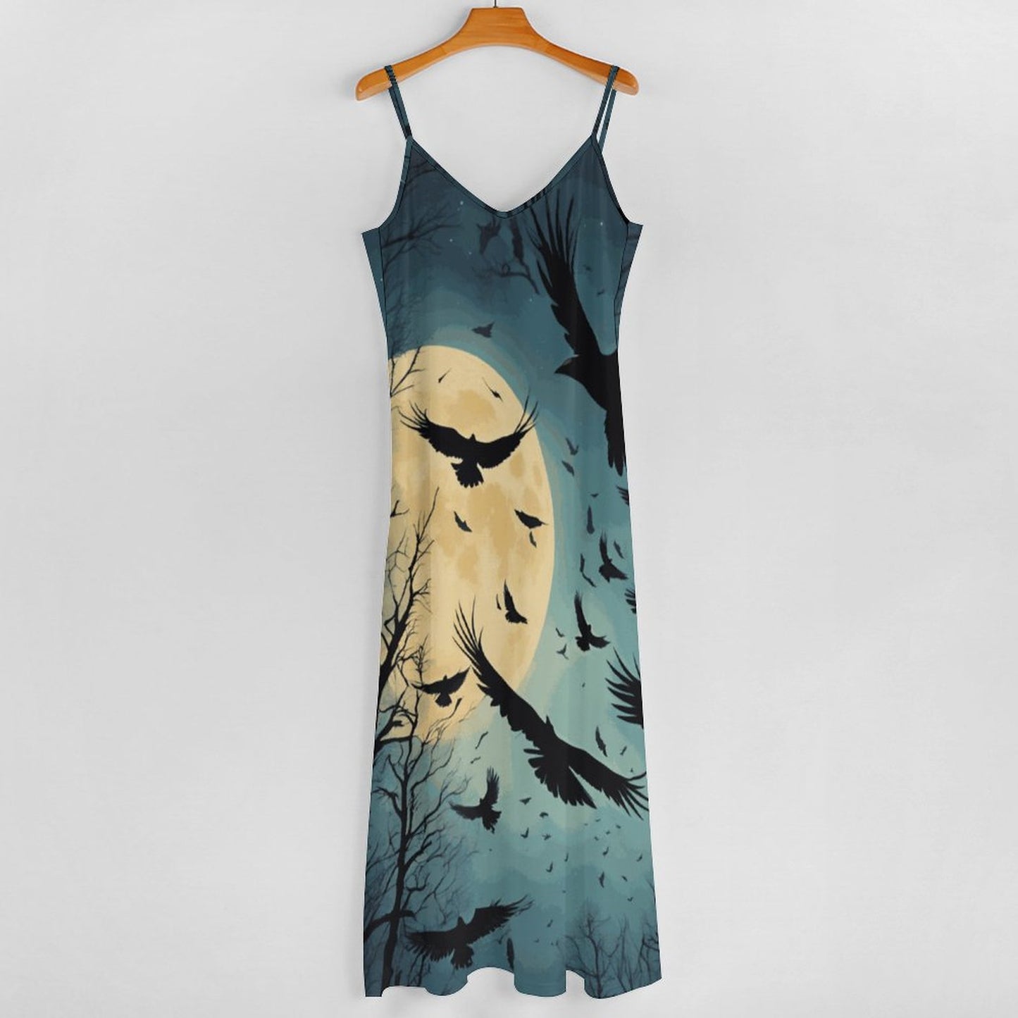 Midnight Crows Ankle-length Slip Dress BDQ (All-Over Printing)