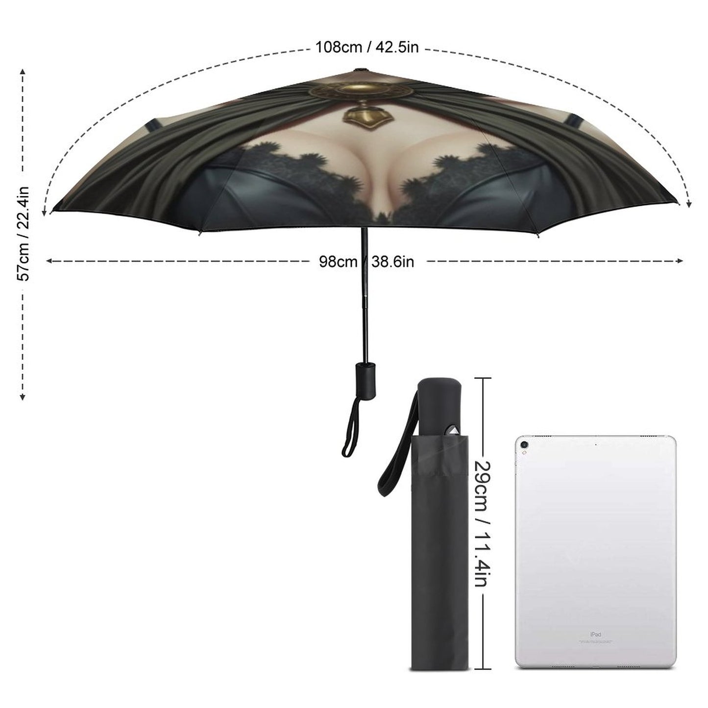Mighty Hectate Auto Umbrella with Printed Pattern Outside ZYS03-8K
