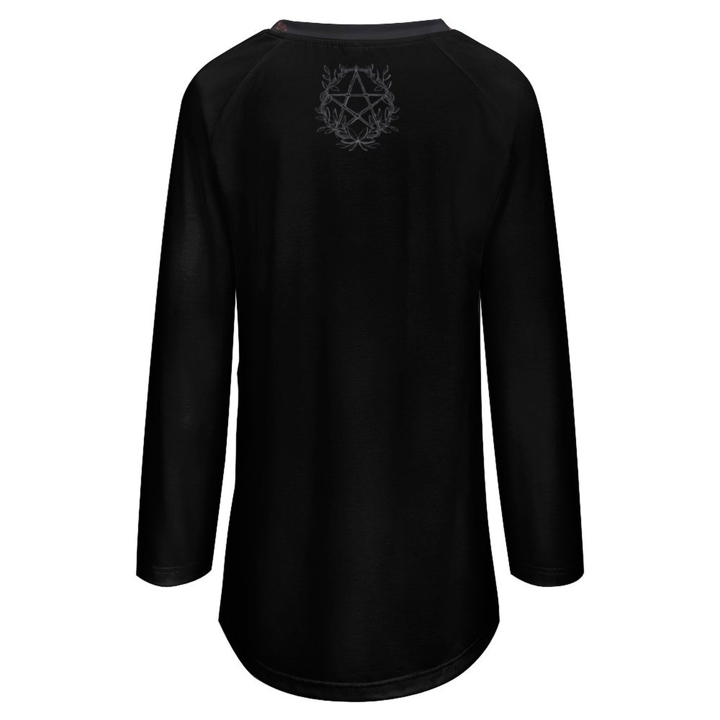 Day of the Dead Floral Custom Women's Long Sleeve U-Neck T-Shirts (All-Over Printing)