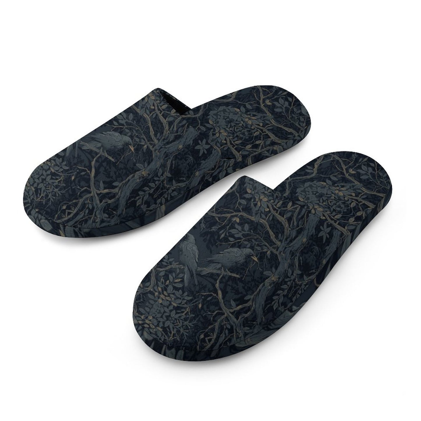 William Morris Inspired Crows Flannel Ladies Cotton Slippers