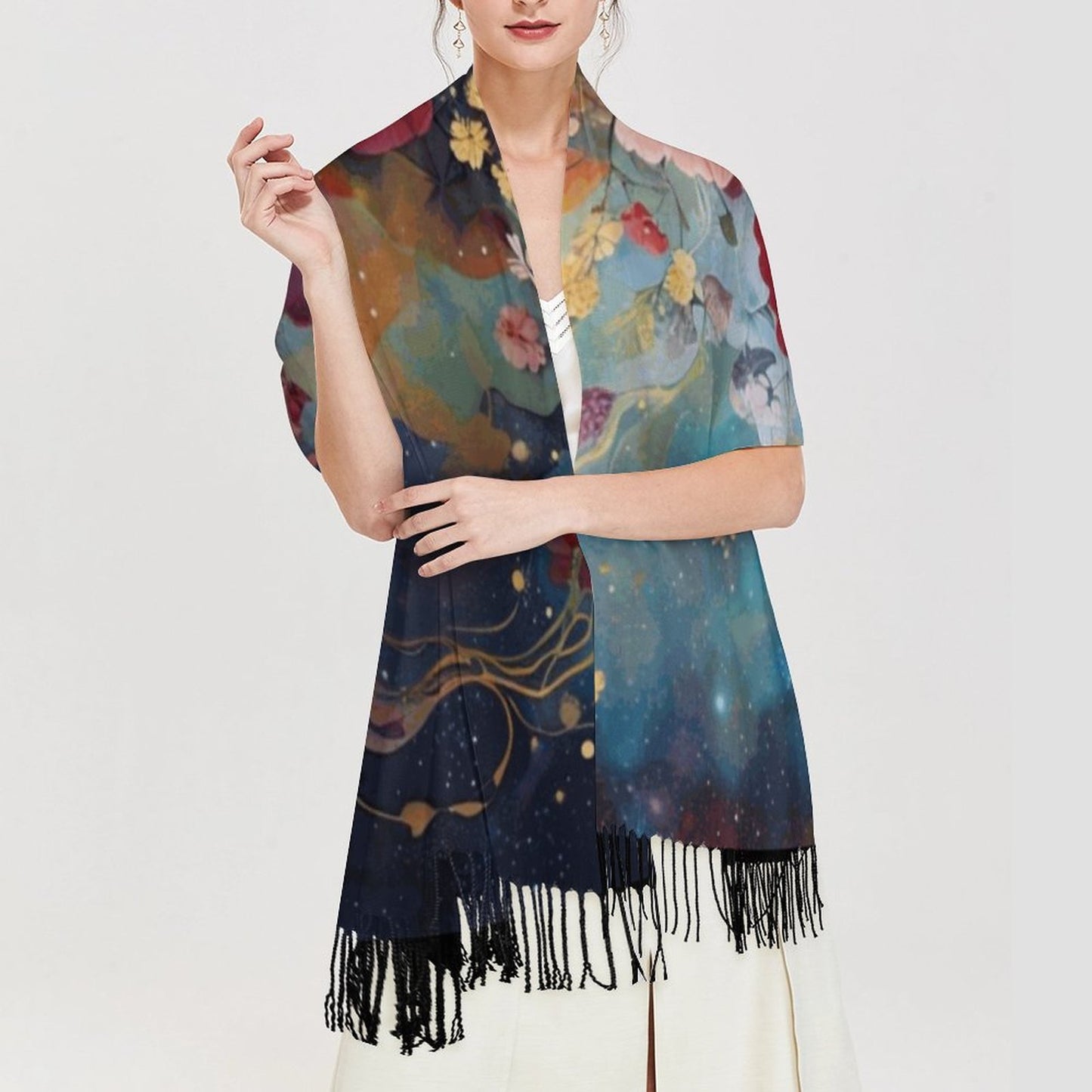 Cashmere-like Tassel Scarf (All-Over Printing)