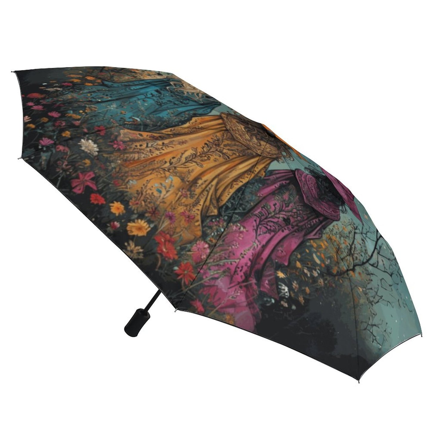 Boho Witches Auto Umbrella with Printed Pattern Outside, Witch Umbrella