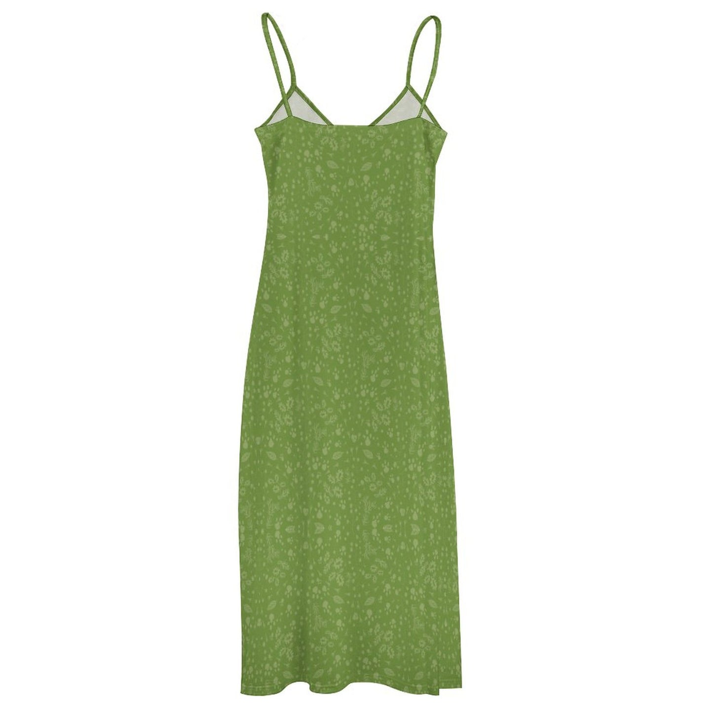 Green Floral Ankle-length Slip Dress BDQ (All-Over Printing)
