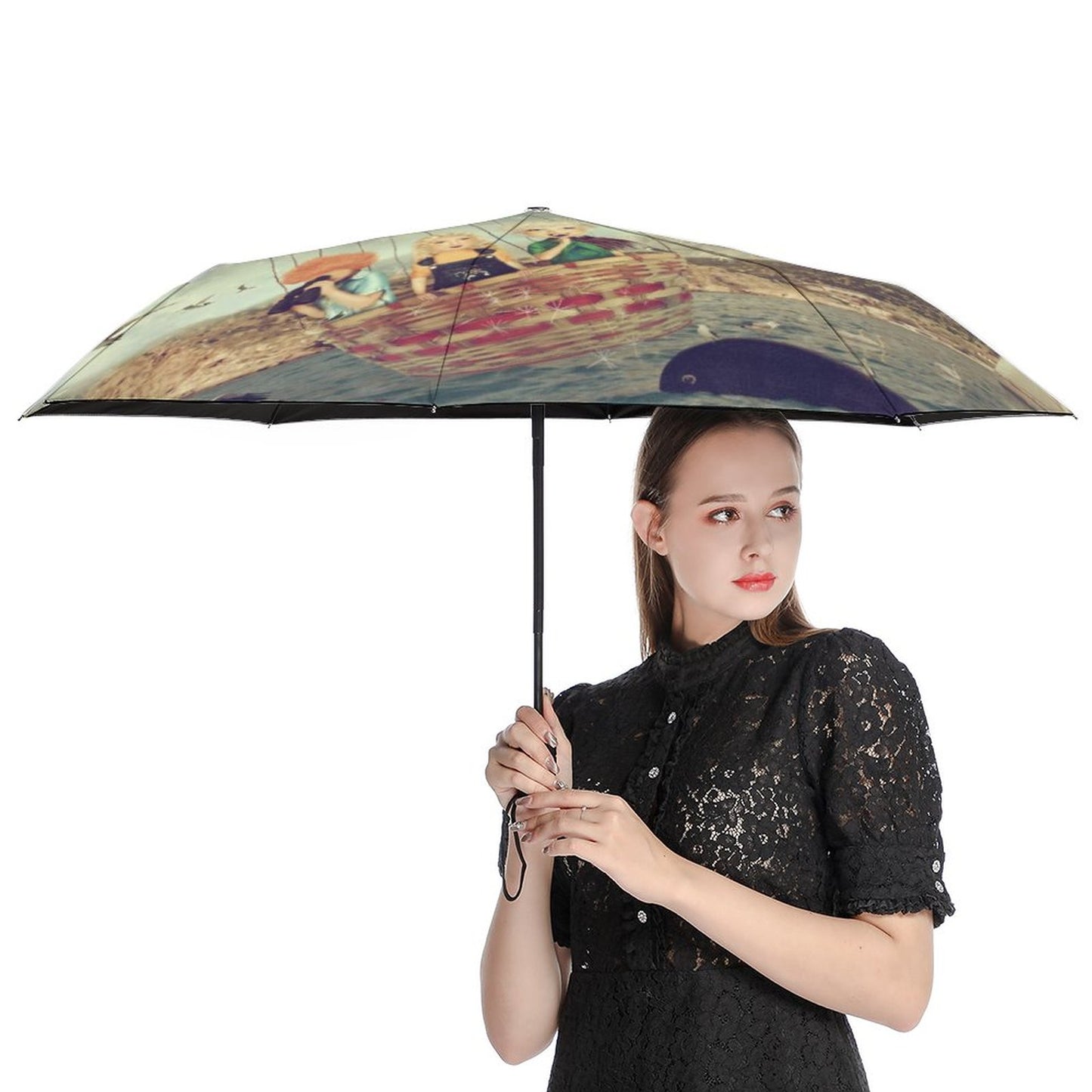 Whimsi ladies Auto Umbrella with Printed Pattern Outside ZYS03-8K