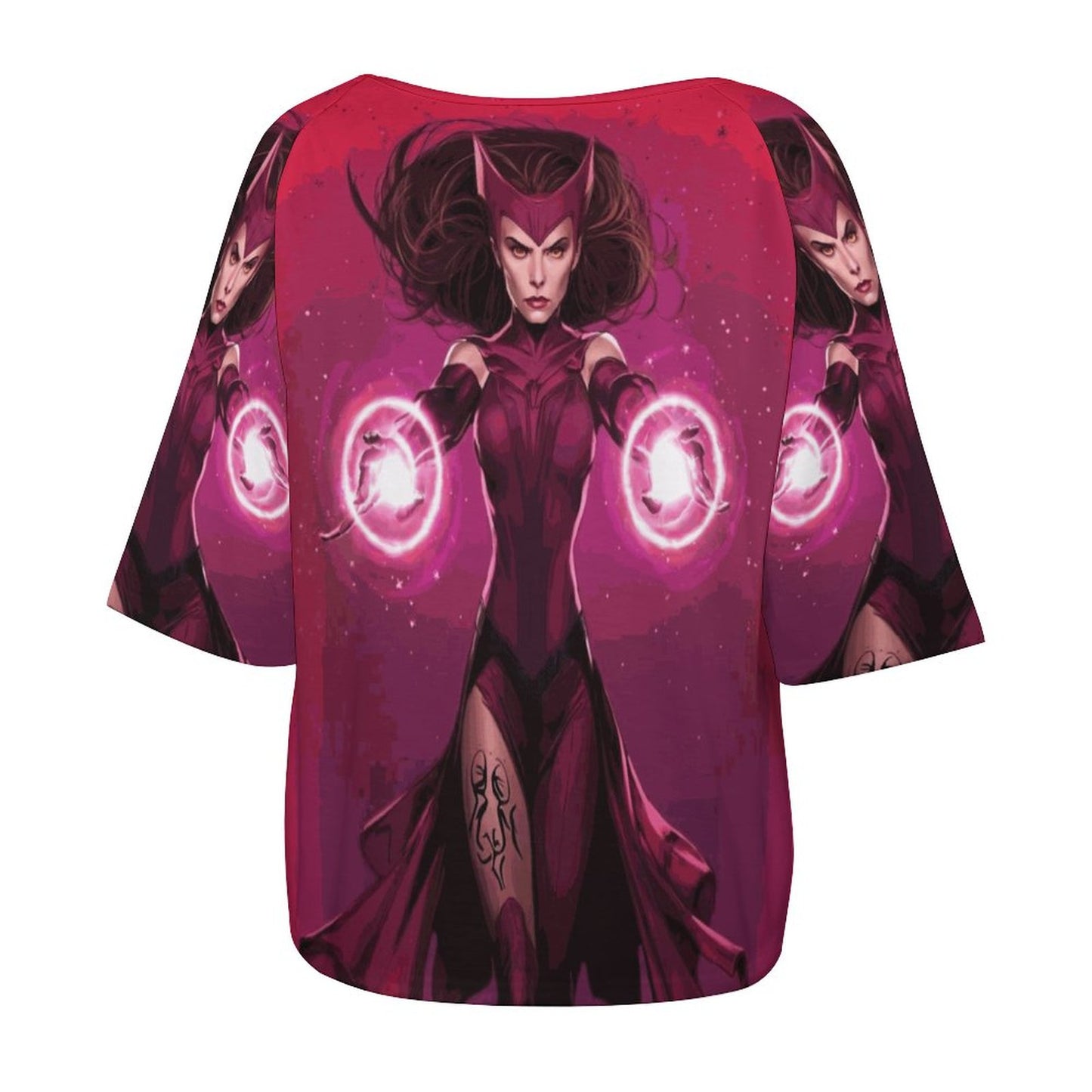 Scarlet Witch 180gsm Women’s Off the Shoulder Half-Sleeve T-shirt BAT (All-Over Printing)