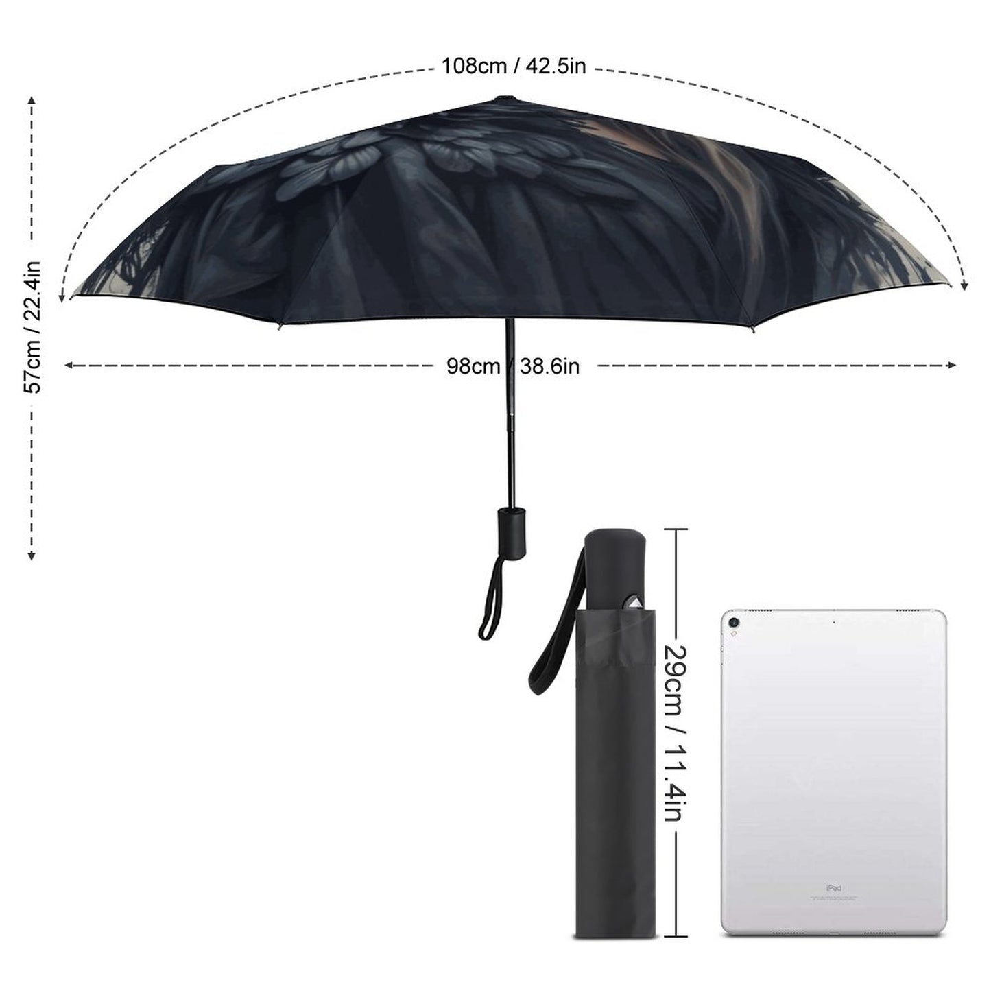Goddess Morrigan Auto Umbrella with Printed Pattern Outside ZYS03-8K