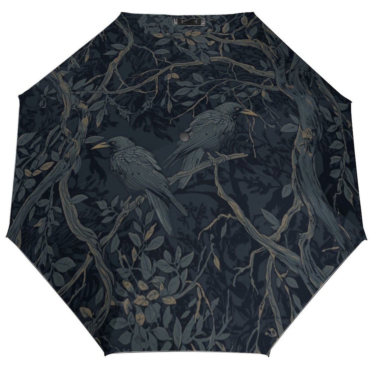 William Morris Inspired Crow Auto Umbrella with Printed Pattern Outside ZYS03-8K