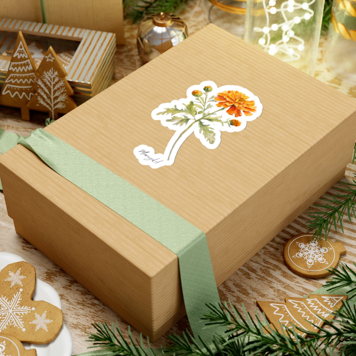 October Marigold Birth flower Kiss-Cut Stickers