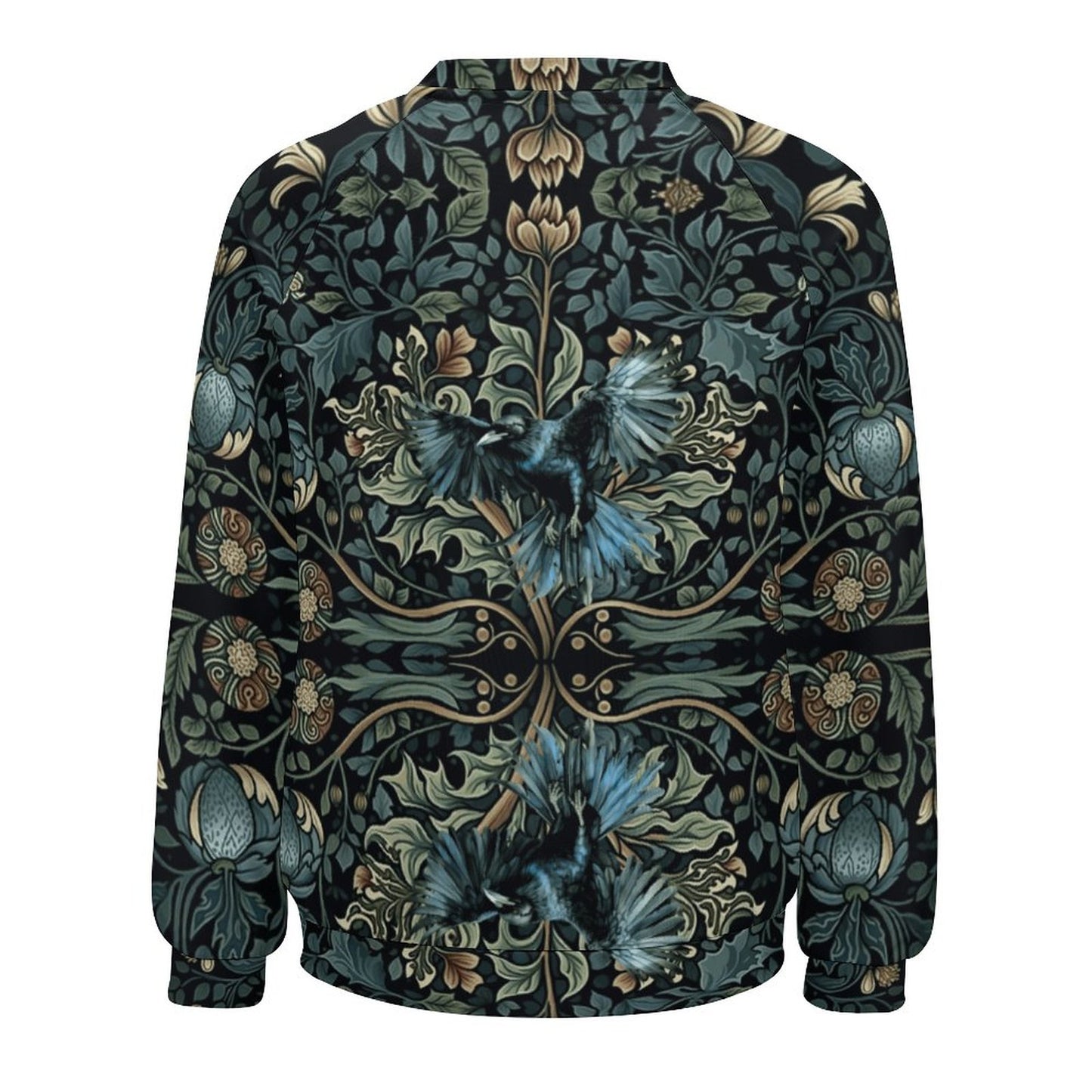 William Morris Inspired Crow in Greenery 280gsm Custom Sweatshirt Designs Raglan Style RHDEC2 (All-Over Printing)