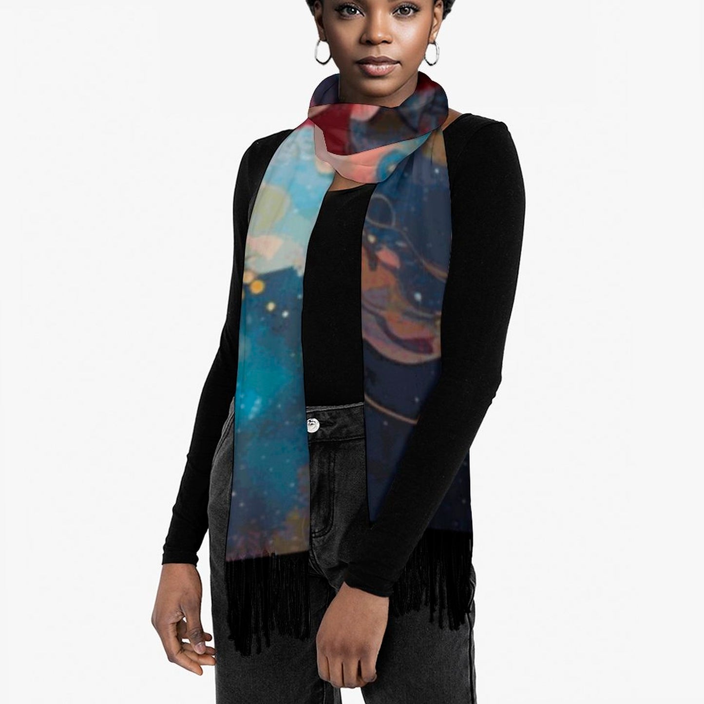 Cashmere-like Tassel Scarf (All-Over Printing)