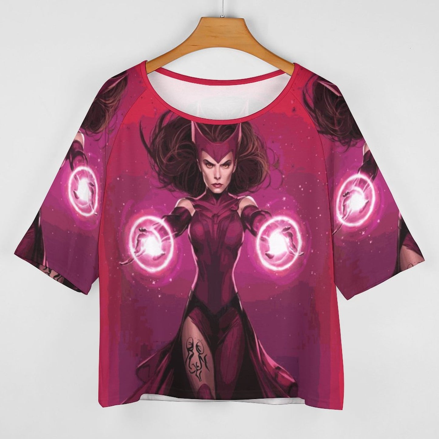 Scarlet Witch 180gsm Women’s Off the Shoulder Half-Sleeve T-shirt BAT (All-Over Printing)