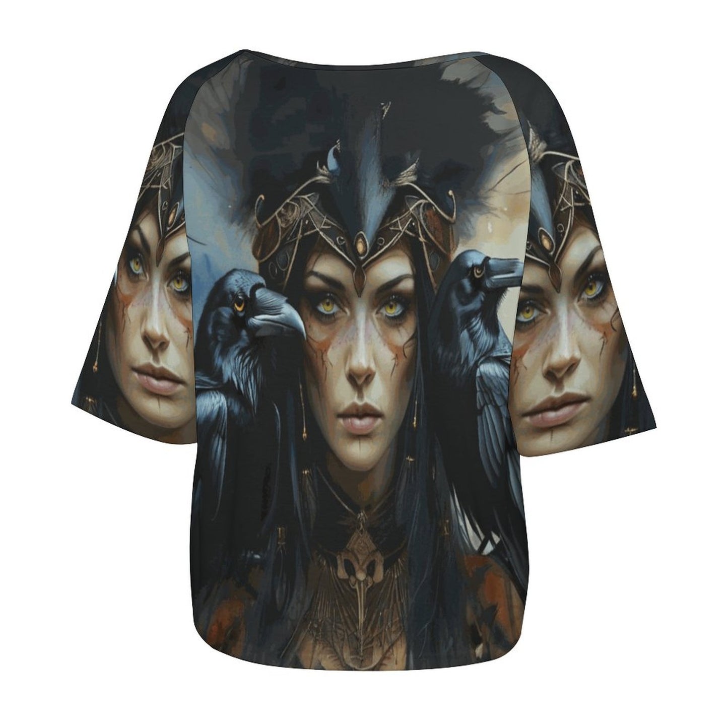 Celtic Goddess Morrigan 180gsm Women’s Off the Shoulder Half-Sleeve T-shirt BAT (All-Over Printing)