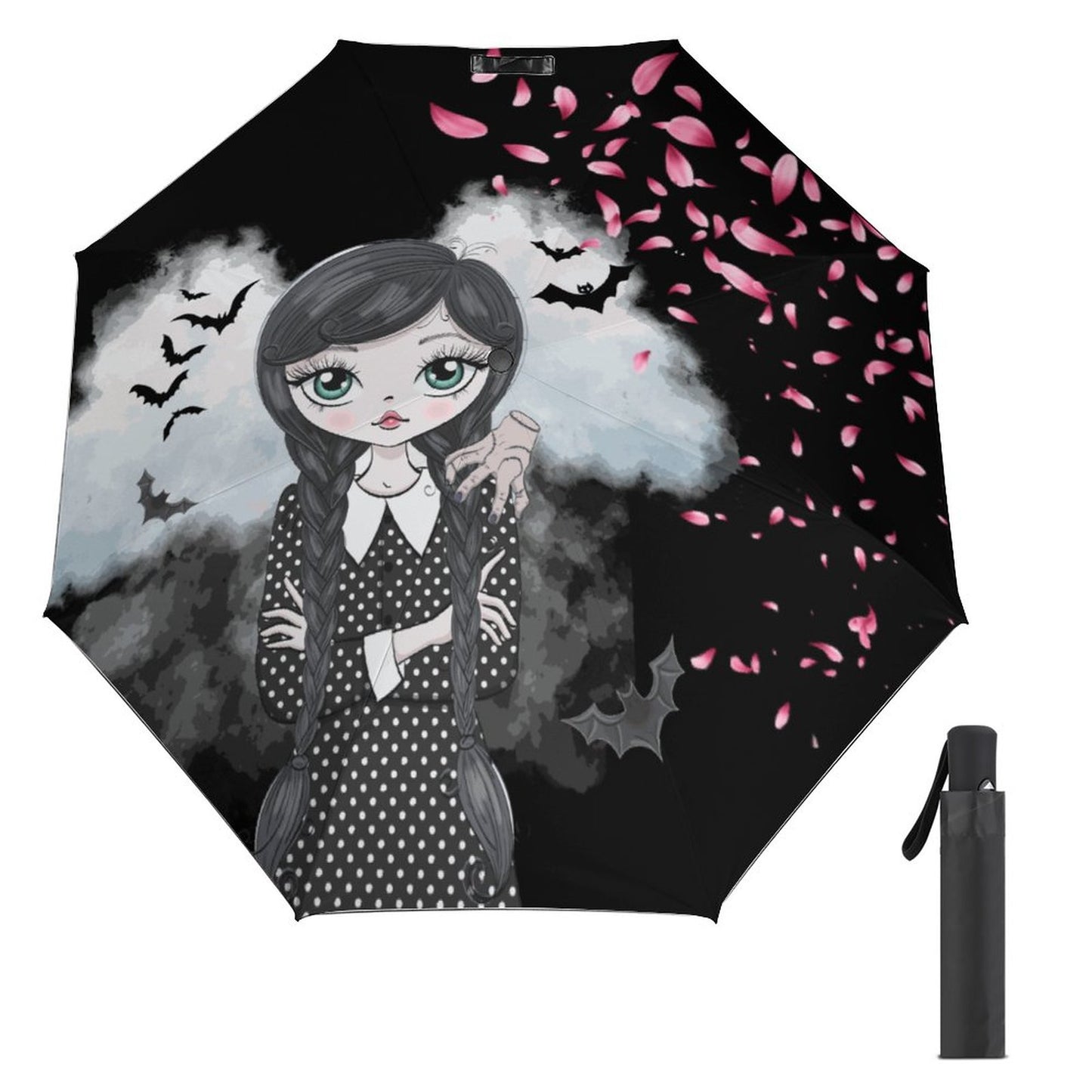 Wednesday Adams Auto Umbrella with Printed Pattern Outside ZYS03-8K