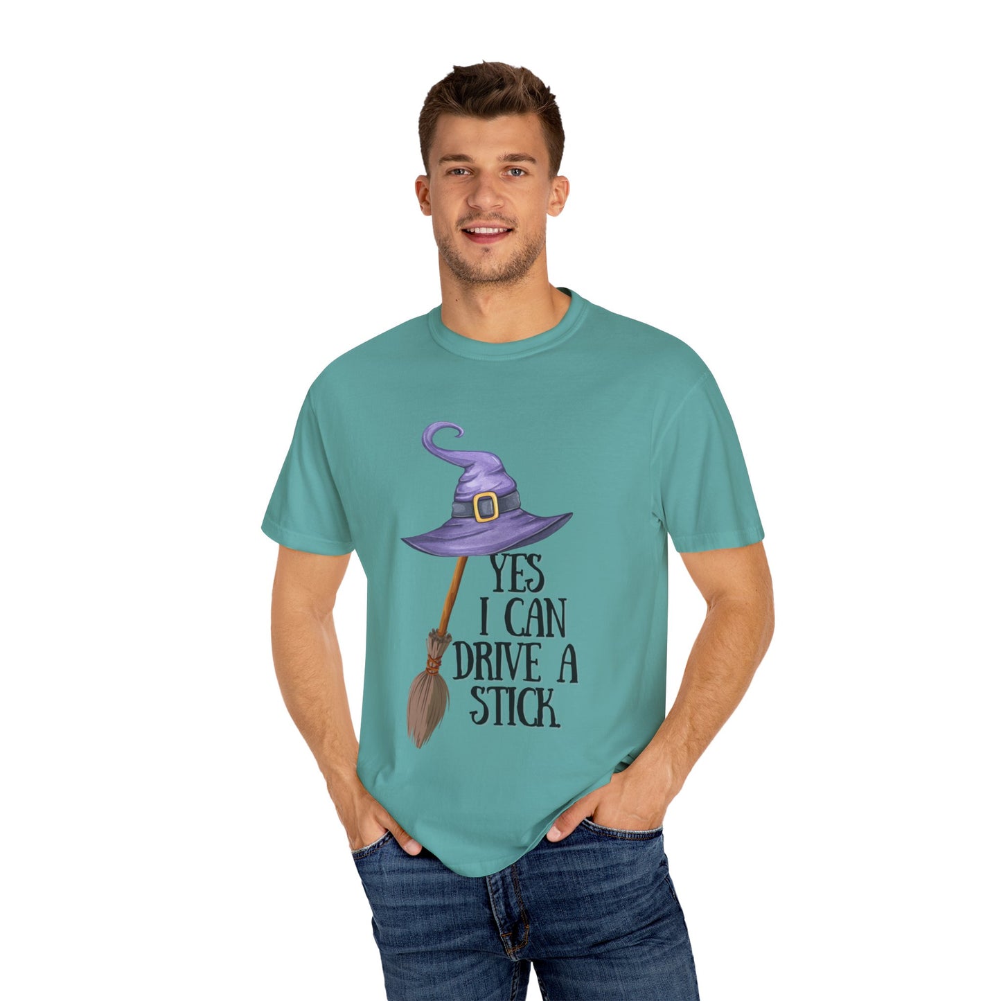 Whimsical Halloween T-Shirt | Yes I Can Drive A Stick | Fun Gift for Halloween, Unisex Tee, Fall Celebrations, Costume Party, Witchy Vibes