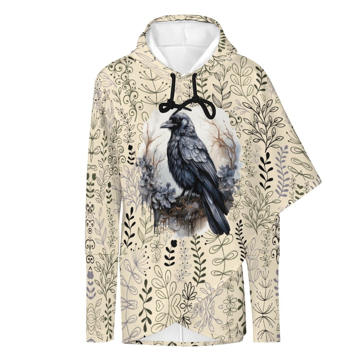 230gsm Poncho-style Long Sleeve Women Hoodie with Irregular Hem DS001 (All-Over Printing)