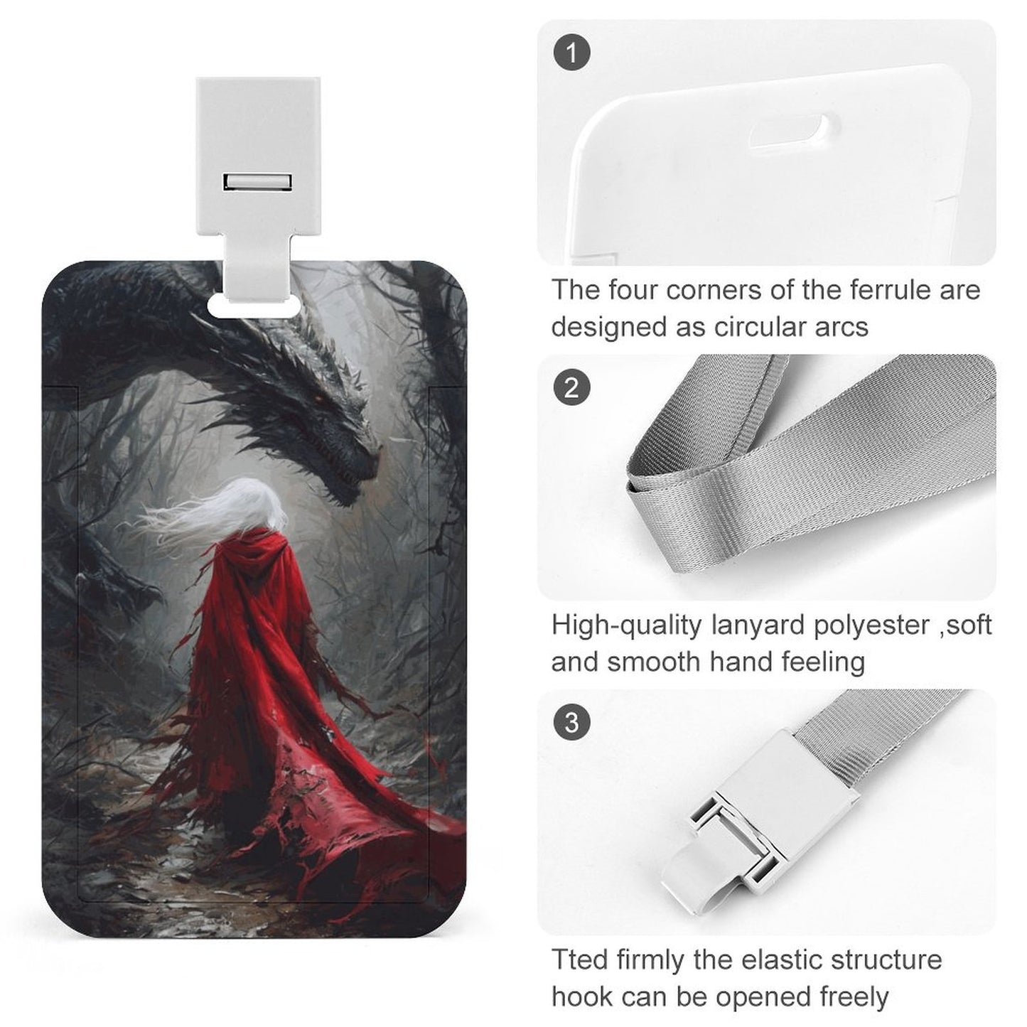 Aelin and Dragon Vertical ID Badge Holder