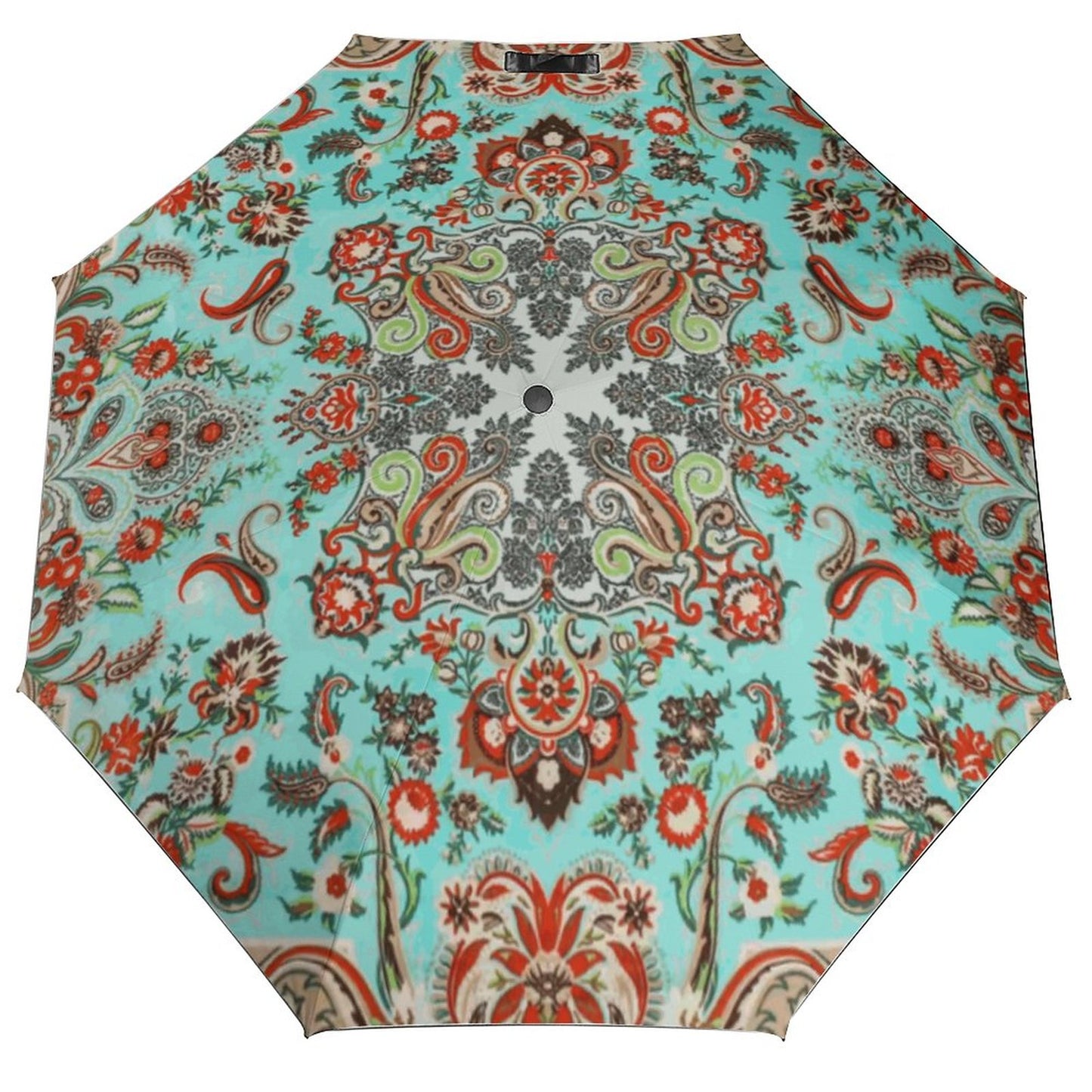 Turquoise Paisley Auto Umbrella with Printed Pattern Outside ZYS03-8K