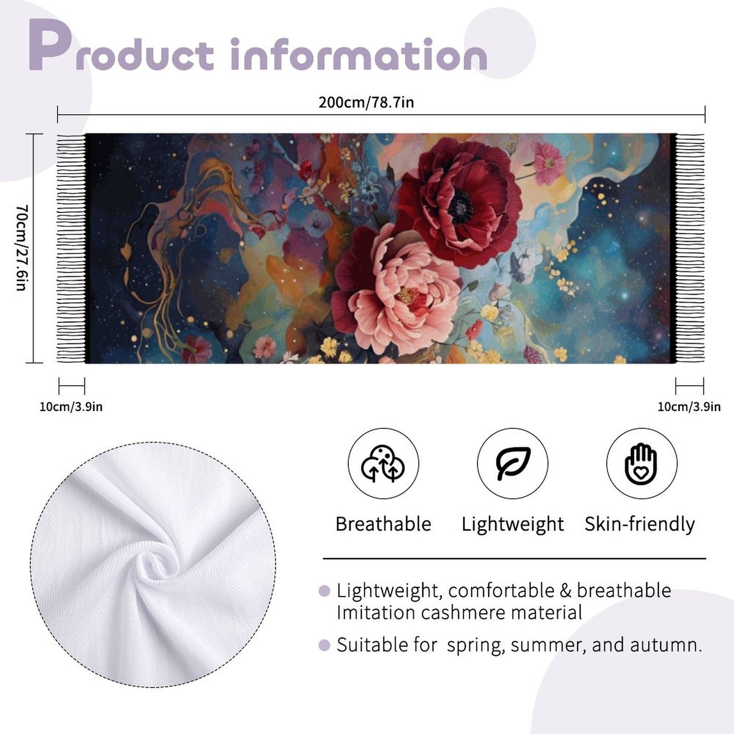 Cashmere-like Tassel Scarf (All-Over Printing)