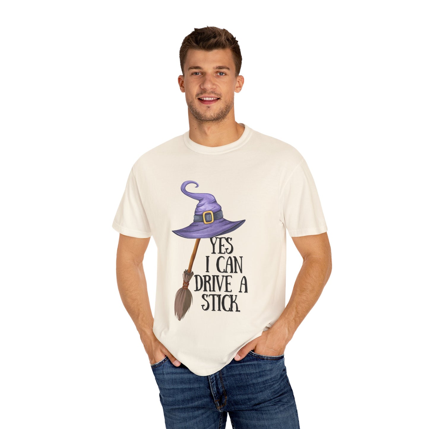 Whimsical Halloween T-Shirt | Yes I Can Drive A Stick | Fun Gift for Halloween, Unisex Tee, Fall Celebrations, Costume Party, Witchy Vibes